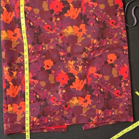 Ann Taylor Loft Multicolor Burgundy Pink Floral Straight Pencil Skirt tall - Picture 13 of 13